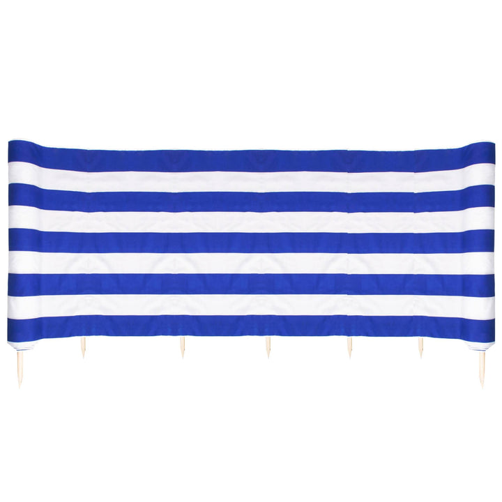 SPRINGOS Windschutz Strand Sichtschutz Blickschutz 6 m 8 m 10 m 12 m 15 m 8 m, weiss-dunkelblau, 8 m