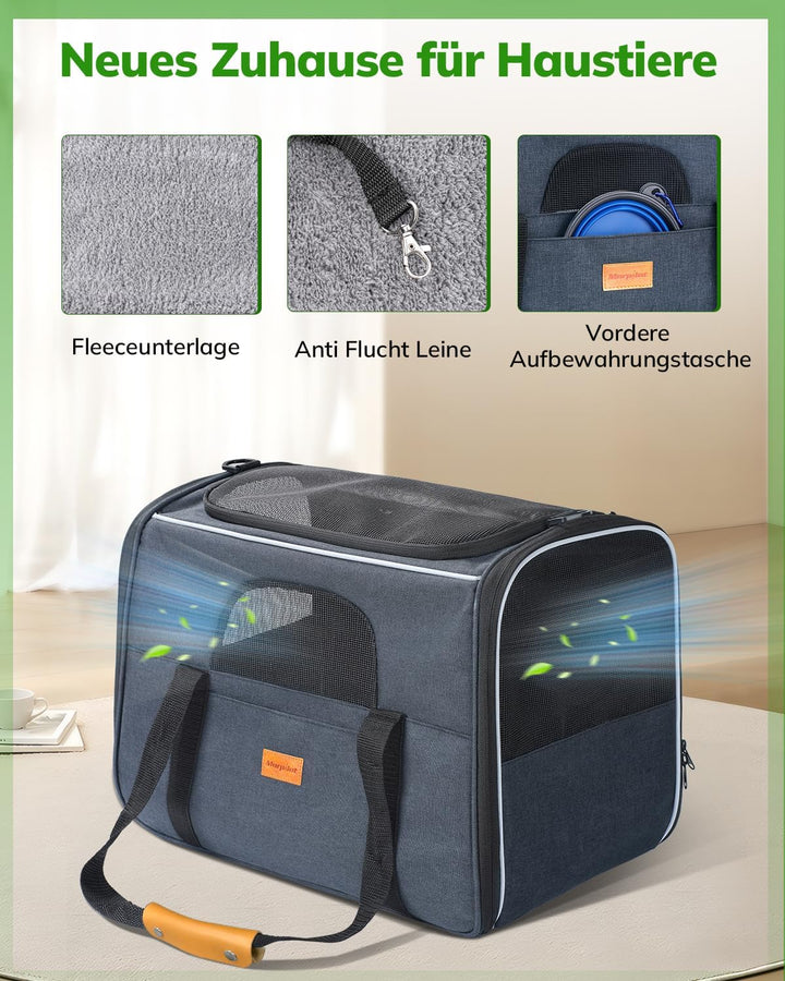 Morpilot Katzentransportbox für grosse Katzen und Welpen bis 7kg, Katzenbox Hundetasche mit Sicherhe