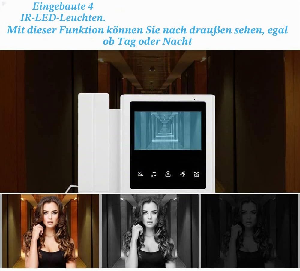 10,9 cm (4,3 Zoll) Video Türsprechanlage Verkabeltes Video Türsprechsystem 700TVL IR Nachtsichtkamer