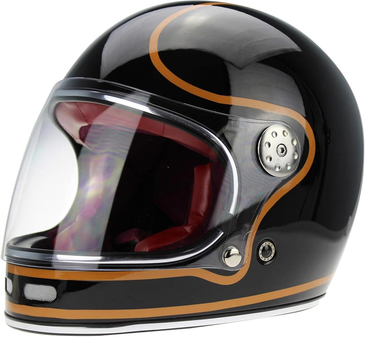 F656 Vintage Retro Full Face Motorcycle Helmets - Fibreglass Motorbike Helmets ECE Approved Crash He