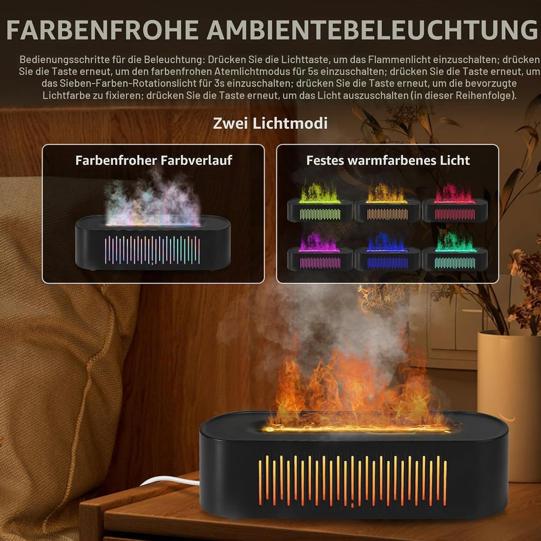 Vulkan Luftbefeuchter Flammen Aroma Diffusor: 260ml Aromatherapie Luftbefeuchter 7 Farbige Nachtbele