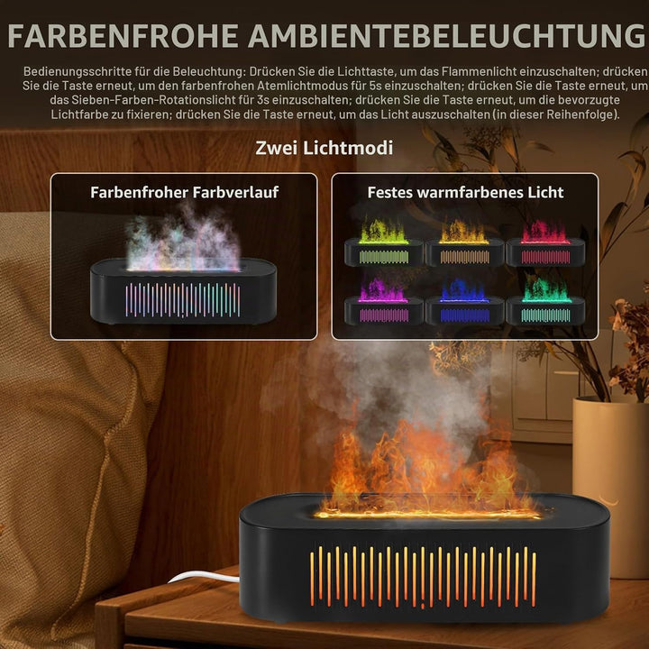 Vulkan Luftbefeuchter Flammen Aroma Diffusor: 260ml Aromatherapie Luftbefeuchter 7 Farbige Nachtbele