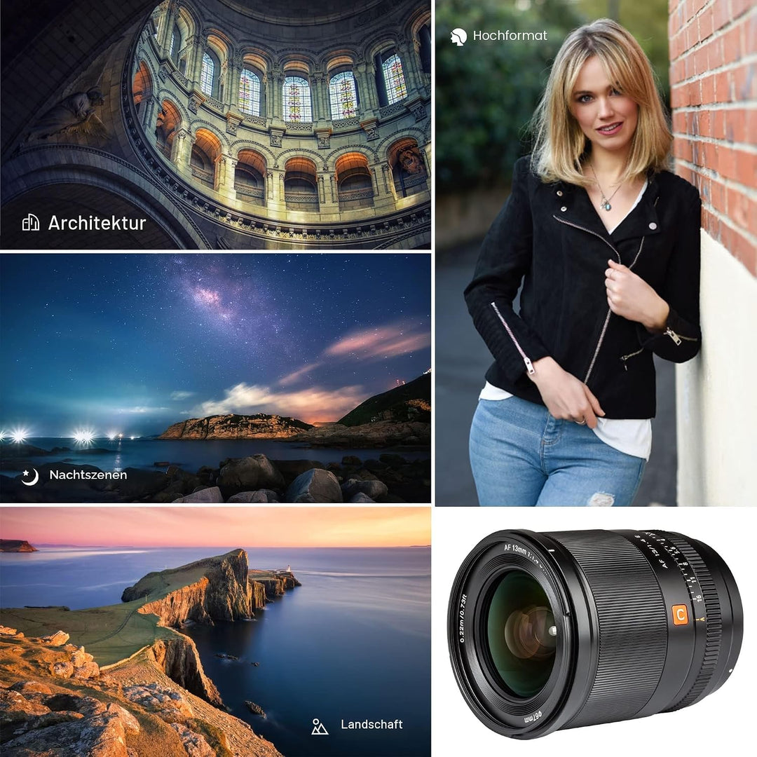 VILTROX 13mm F1.4 f/1.4 Autofokus Objektiv Ultraweitwinkel APS-C Grosse Blende Augenfokus Prime Obje