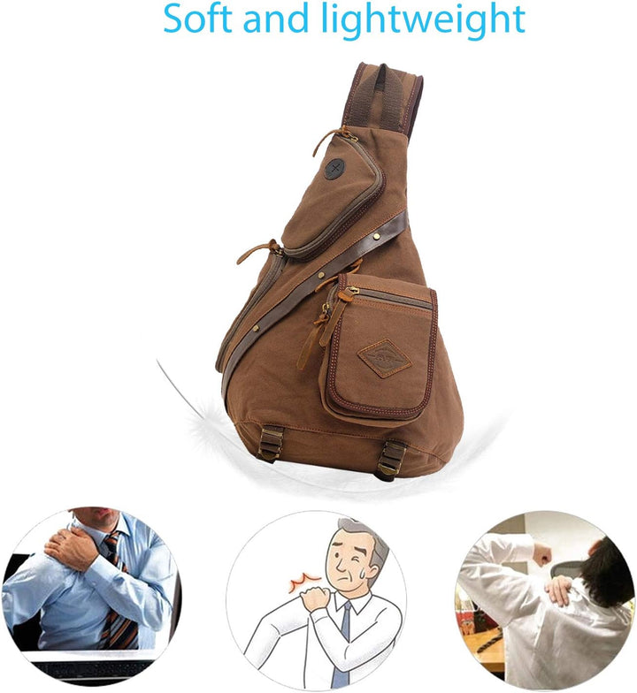 FANDARE Retro Brusttasche Sling Bag Herren Rucksack Damen Schulranzen Schulrucksack Schultertasche U