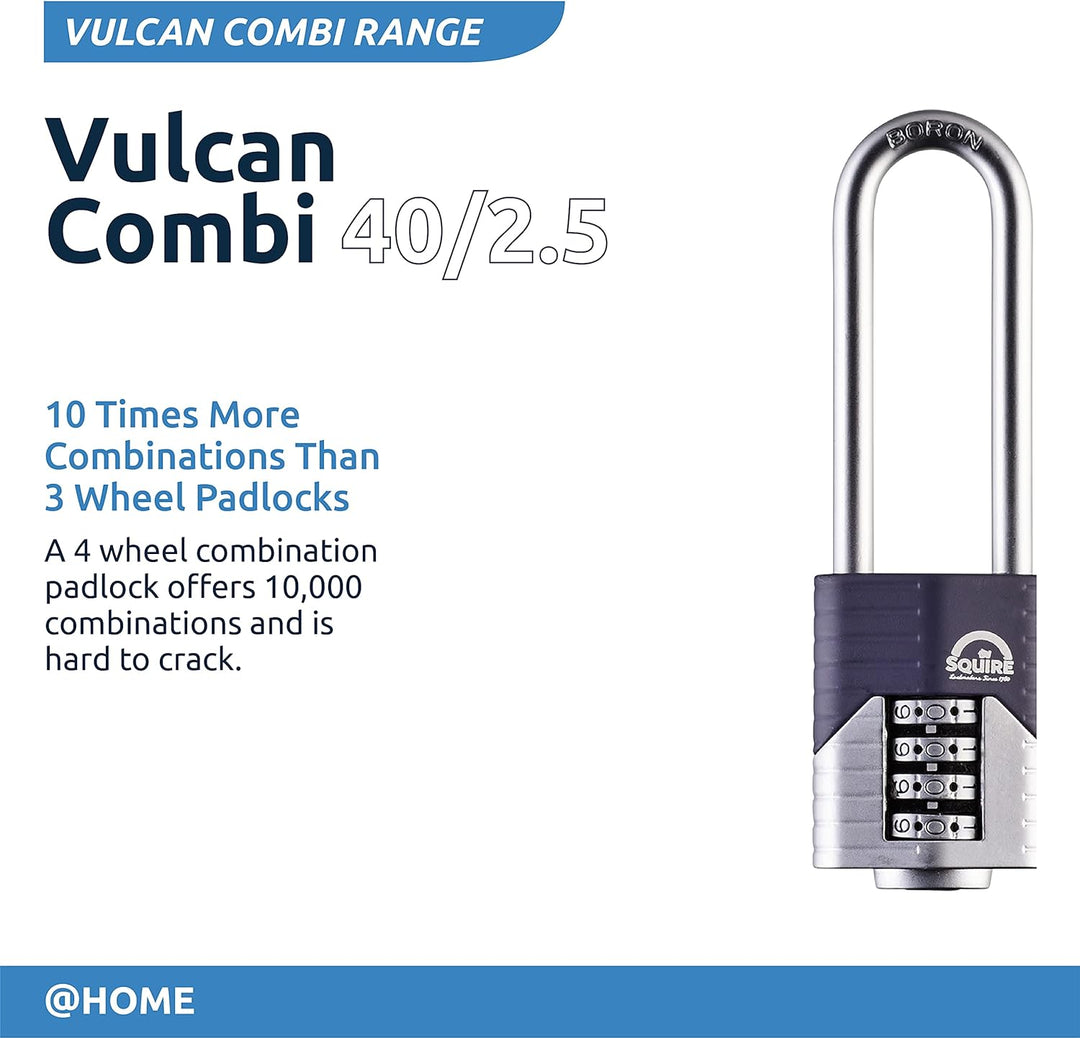 SQUIRE 40/2.5 Vulcan Combi 40/2.5 Hochsicheres Vorhangschloss, blau, 40 mm 40 mm Langer Bügel., 40 m
