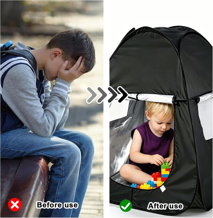 Sensorisches Zelt, Pop-Up Höhle, 84x84x96 cm Blackout Pop Up Spielzelt Mit Reise Tragetasche, Tragba