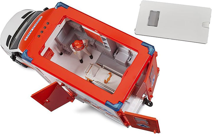 bruder 02676 - Mercedes-Benz Sprinter Ambulanz integriertes Light & Sound Modul Krankentrage Fahrer