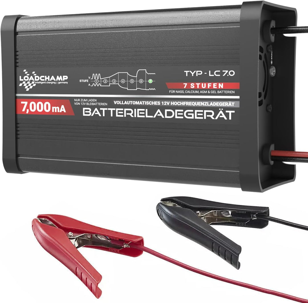 Loadchamp automatisches KFZ PKW Auto Batterie Ladegerät 12V AGM Gel Calcium Batterielader 7A