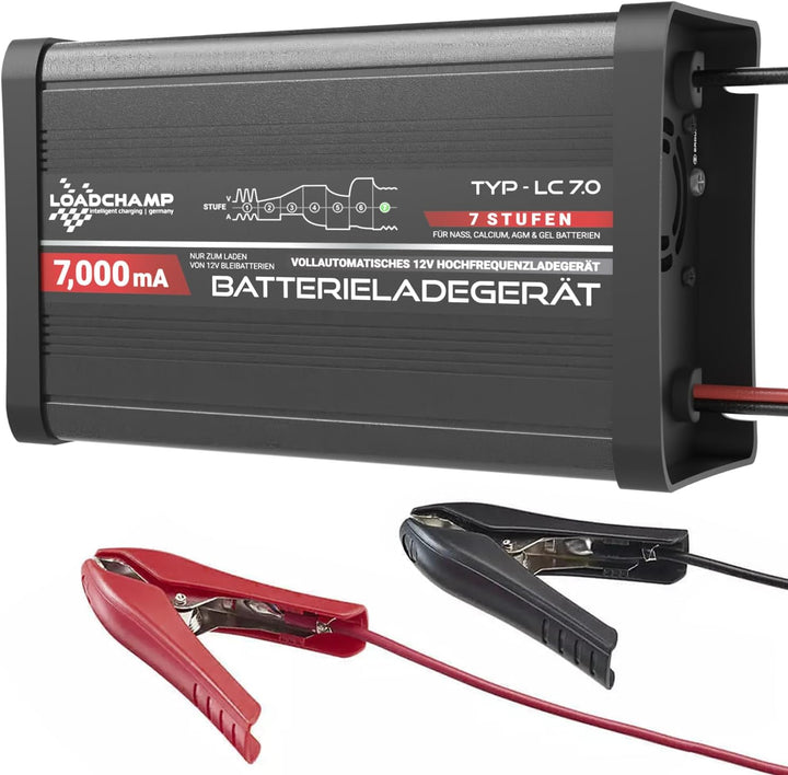 Loadchamp automatisches KFZ PKW Auto Batterie Ladegerät 12V AGM Gel Calcium Batterielader 7A