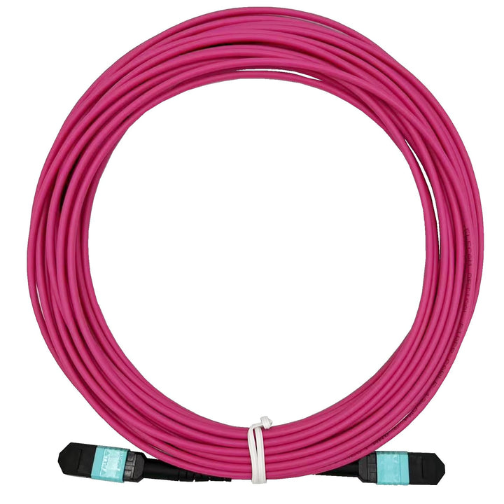 Elfcam® - 3m MPO-OM4 12-Faser Multimode-LWL-Kabel, B-Typ, Lila, MPO Female to MPO Female, Optimiert