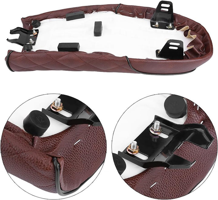 Qiilu Motorrad Sitzbank Sattel Kissen Sitzpad PU Leder für Honda CG125 GN CG CB400SS(Braun)