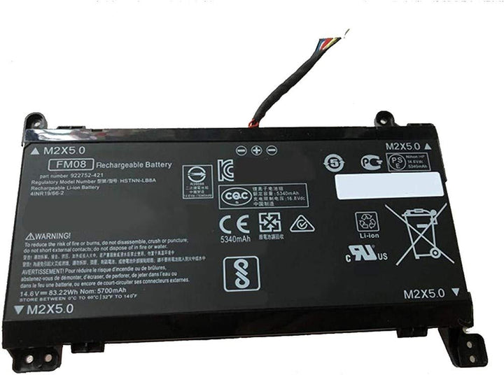 Bestome Ersatz Akku Kompatibel mit FM08 HP Omen 17-AN014NG HSTNN-LB8A 922976-855 922752-421 12 Cable