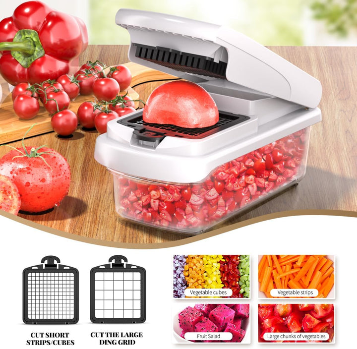YKNIUFLY 15-in-1 Gemüseschneider Zwiebelschneider, Mandoline Gemüsehobel, Würfel- &amp; Julienne-Schneid