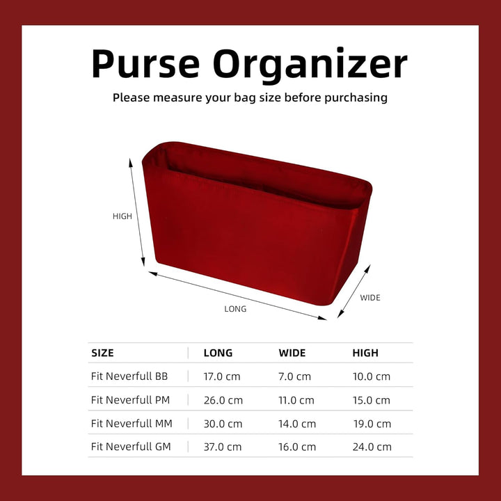 DGAZ Handtaschen Organizer Einsatz für LV Neverfull PM/MM/GM Taschen, Seide Tasche in Tasche Organiz