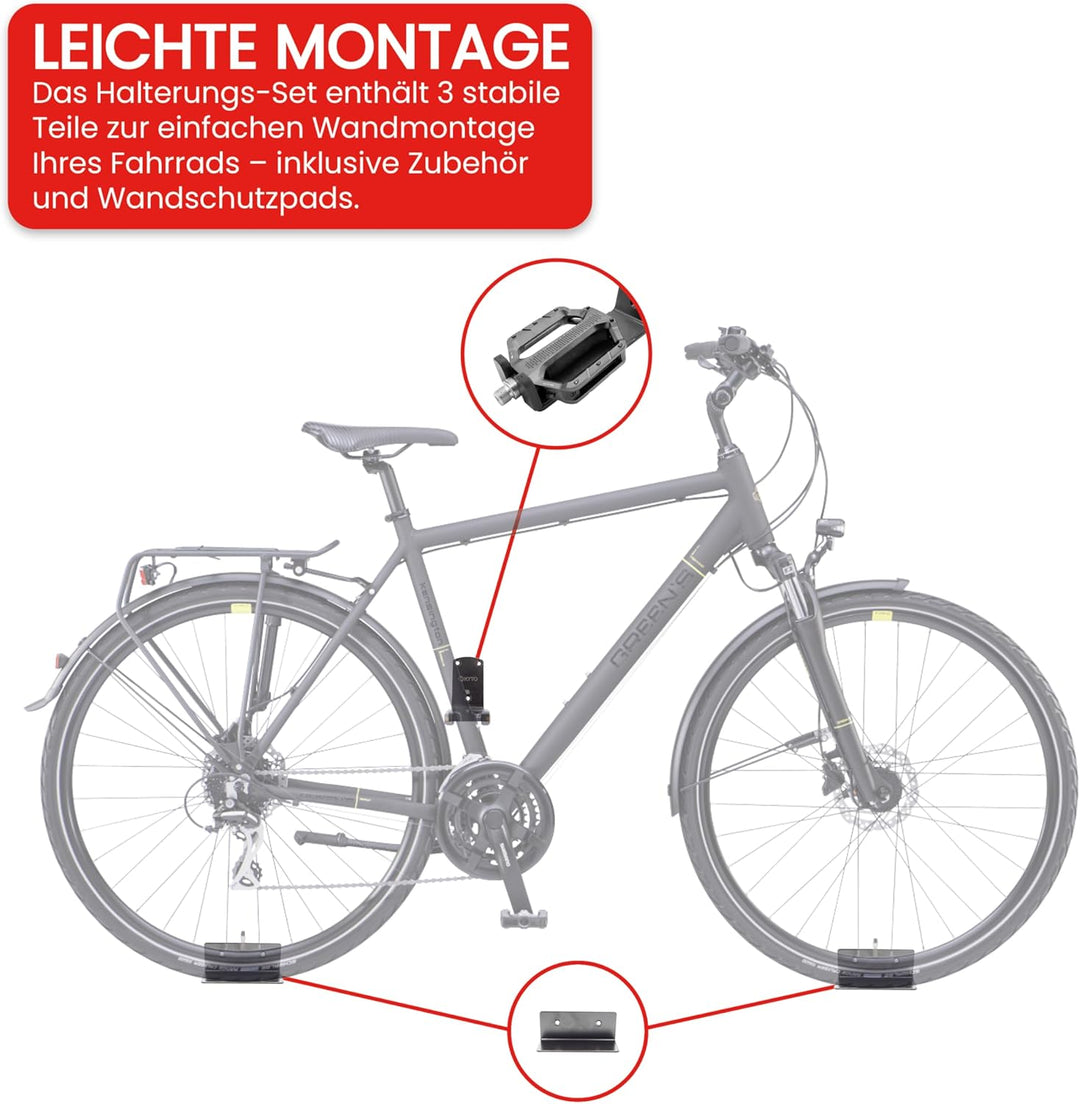 Kyto Fahrrad Wandhalterung (1x oder 2x) - Platzsparend in Garage, Wohnung & Keller für E Bike, MTB,