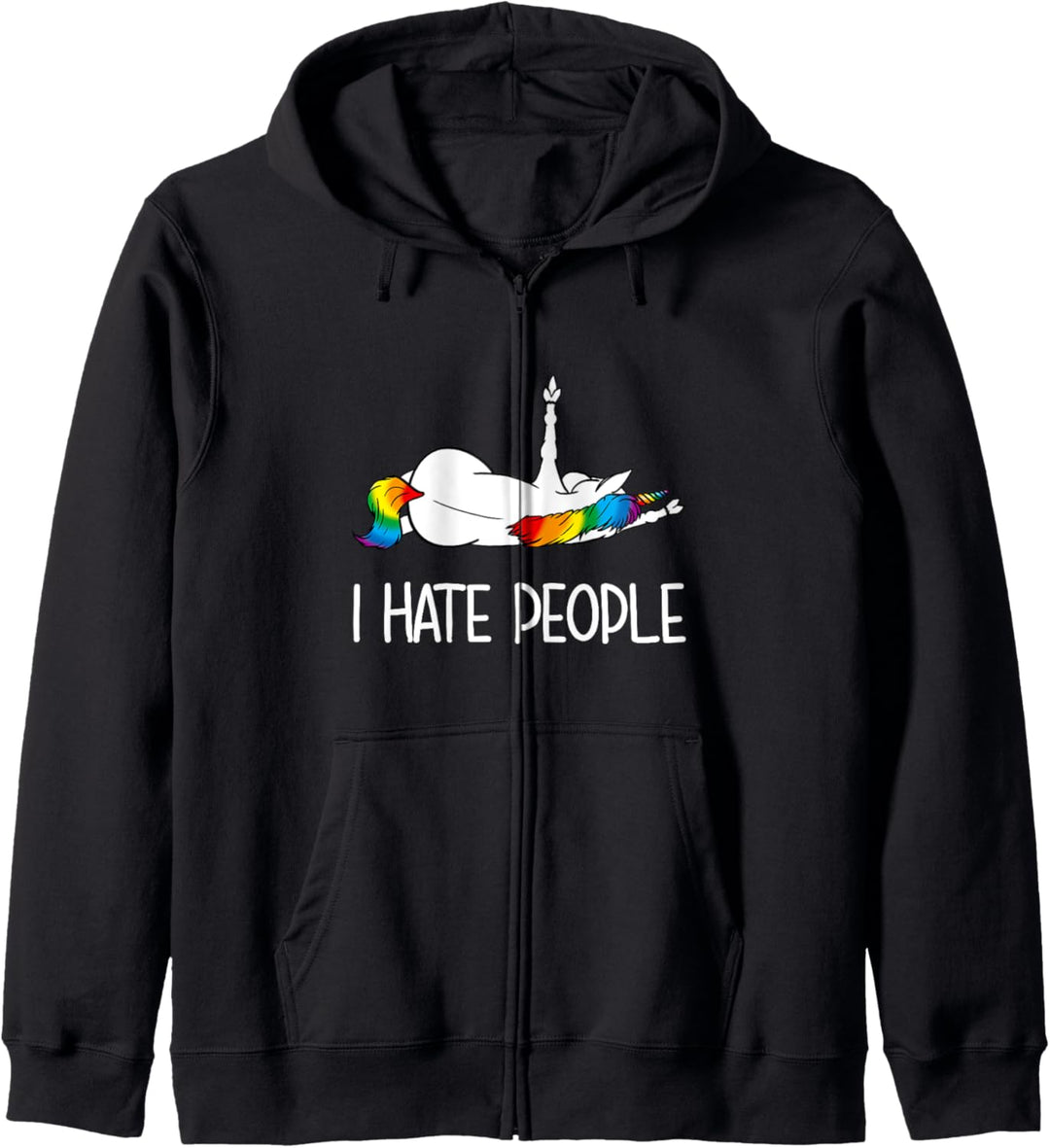 Einhorn Mittelfinger I Hate Menschen Erwachsene Einhorn Kapuzenjacke