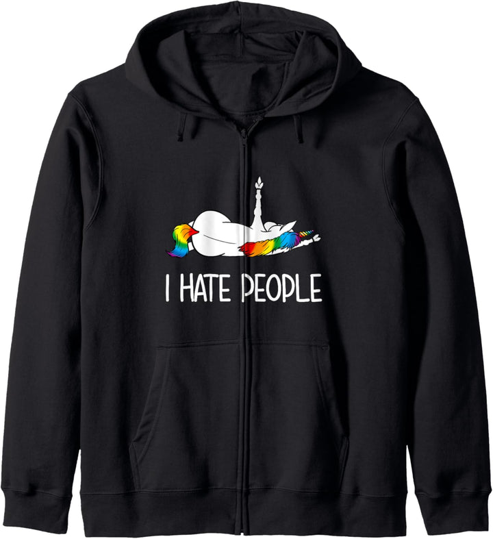 Einhorn Mittelfinger I Hate Menschen Erwachsene Einhorn Kapuzenjacke