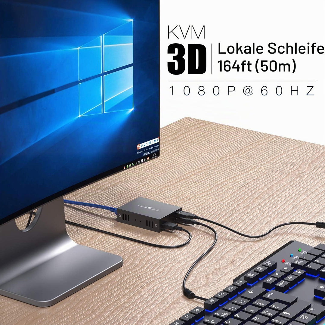 PWAYTEK HDMI Extender 1080p@60Hz, 3D, über Single Cat5e/Cat6/Cat 7 Kabel Full HD unkomprimiert Übert
