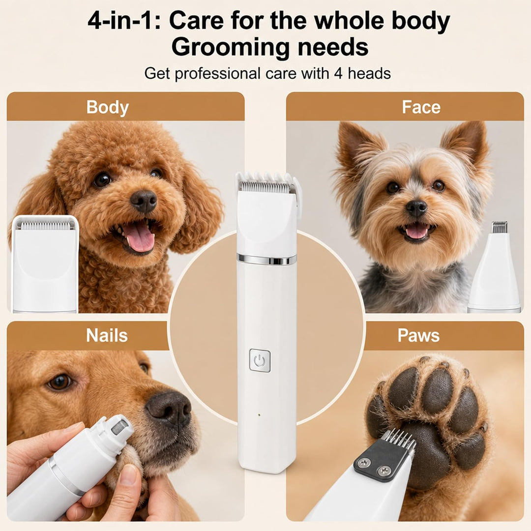 Hundeschermaschine 4 in 1 USB C mit 4 Aufsätzen für Hund und Katze