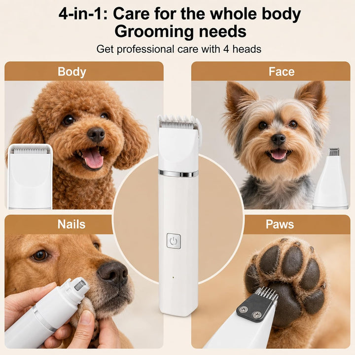 Hundeschermaschine 4 in 1 USB C mit 4 Aufsätzen für Hund und Katze