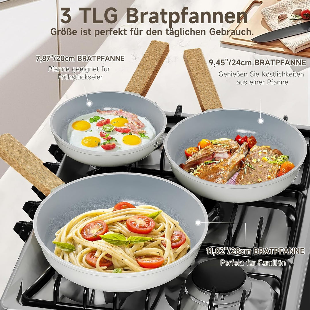 Scheffler Pfannenset Pfanne 20/24/28cm,Bratpfanne Pfannen,beschichtete Pfanne,Pfanne Induktion mit A