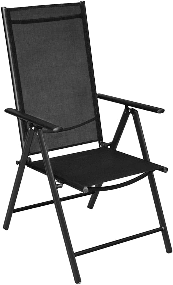 vidaXL 4X Gartenstuhl Alu 54x73x107 cm Klappstuhl Hochlehner Campingstuhl Stuhl Schwarz 4/4, Schwarz