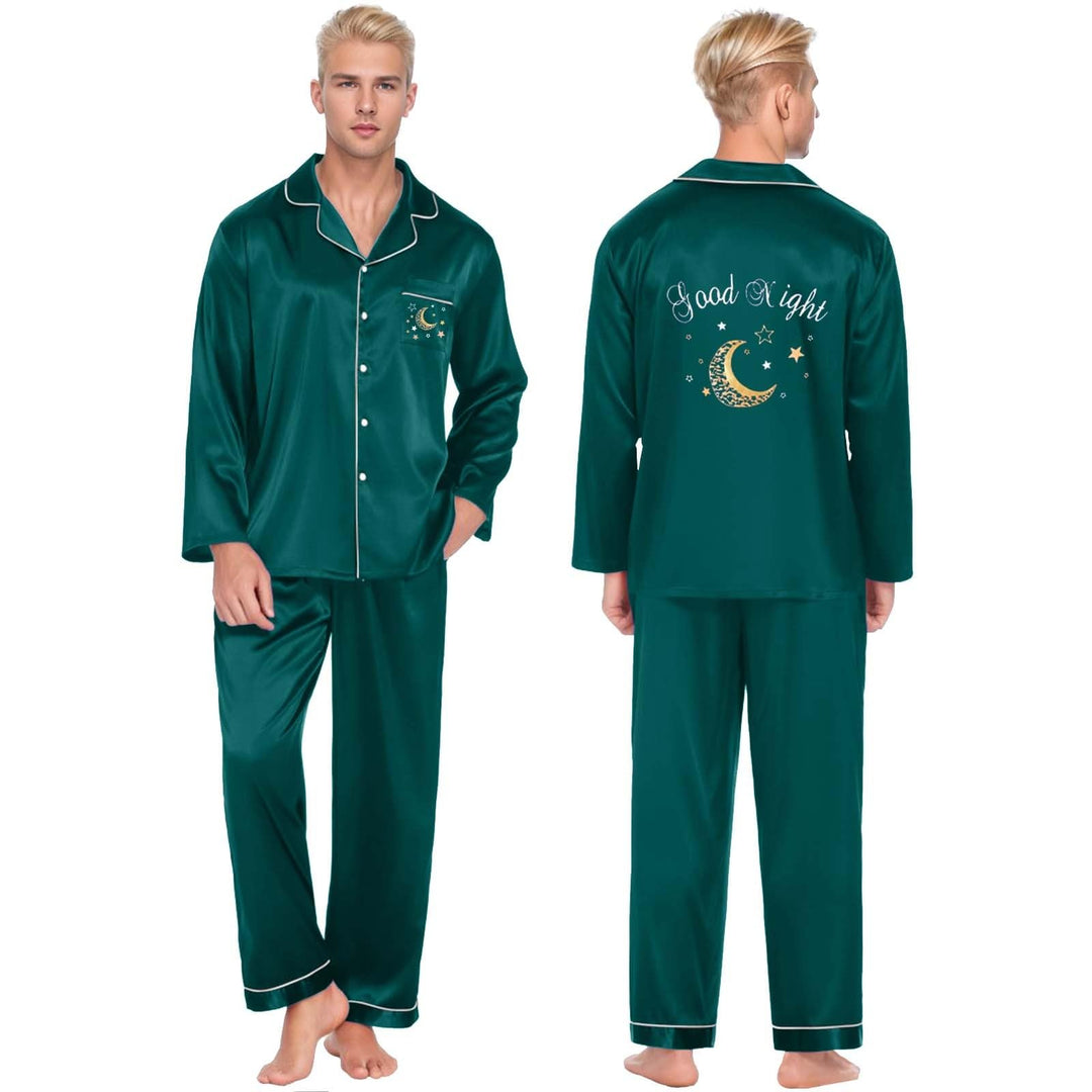 Damen Pyjama Satin Schlafanzug Set,Damen Seidensatin Pyjama Set 2Pcs Langarmhose Chinesischer Stil N