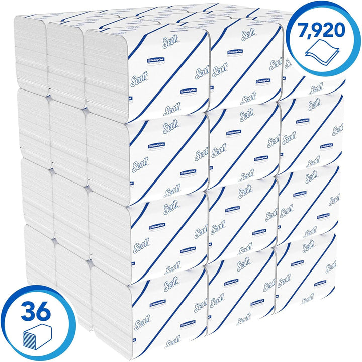 Scott Control Einzelblatt-Toilettenpapier 8509 – 2-lagiges Toilettenpapier – 36 Packungen x 220 Blat