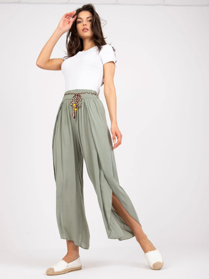 Weite Lockere Damenhose mit Geschlitztem Bein Damenhose mit Schlitzen Wickelbeinen, Luftig Leichte V