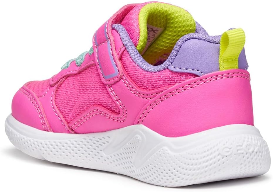Geox Baby-Mädchen B Sprintye Girl Sneaker 20 EU Fluo Fuchsia Dk Lila, 20 EU Fluo Fuchsia Dk Lila