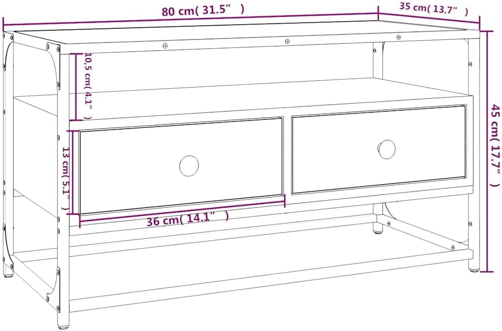 vidaXL TV Schrank, Fernsehschrank mit viel Stauraum, Lowboard für Fernseher Wohnzimmer, Fernsehtisch