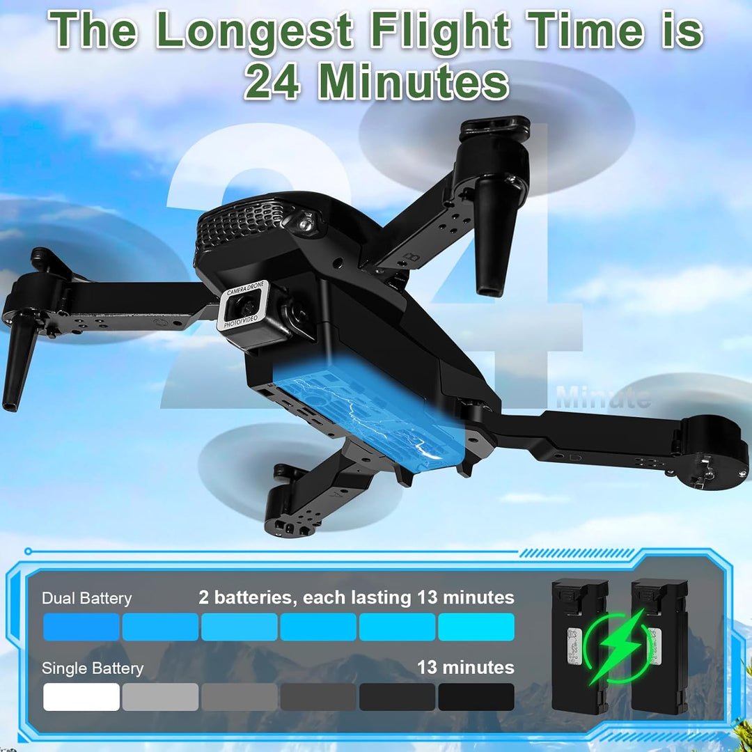 Drohne mit Kamera für Kinder, RC Drone Quadcopter mit Kopflos Modus, 3D Flip, 90° Einstellbar, Flugb
