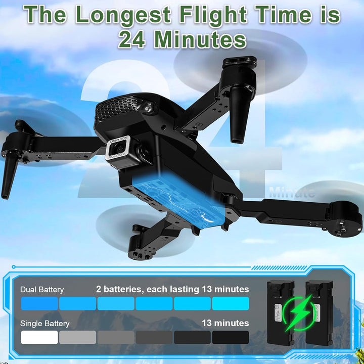 Drohne mit Kamera für Kinder, RC Drone Quadcopter mit Kopflos Modus, 3D Flip, 90° Einstellbar, Flugb