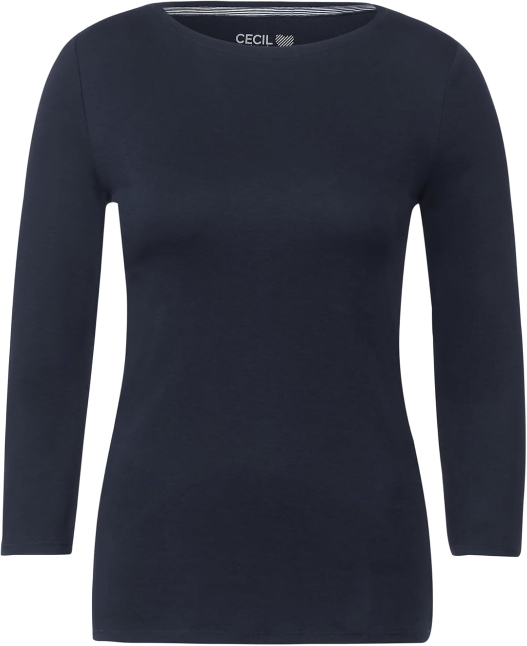Cecil Damen Boatneck Basic Baumwollshirt U-Boot Ausschnitt M Universal Blue, M Universal Blue