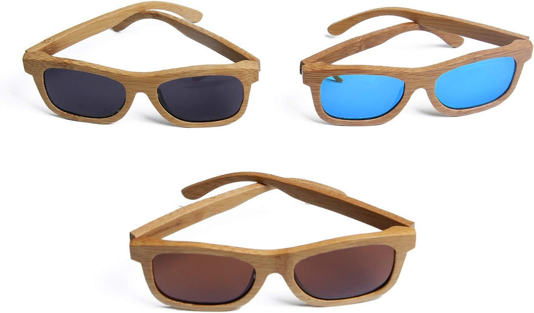 Ynport Bambus-Sonnenbrille für Herren/Damen, klassisches Design, mit Holz beschichtet, Vintage-Stil,