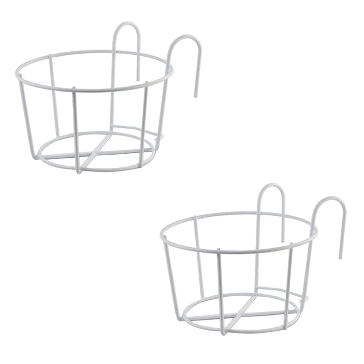 Bhina 2 Stücke Geländer Pflanzgefässe Blumentopf,Blumentopfhalter,Runder Blumentopf Garteneisen,Blum