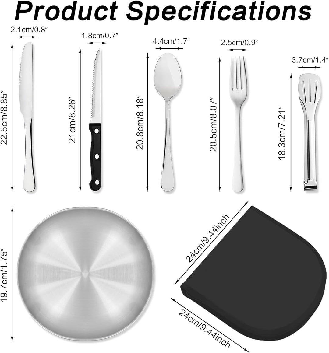 Camping Geschirr 2/4 Personen, 11/21PCS Camping Zubehör Camping Besteck Set Edelstahl Picknick Zubeh