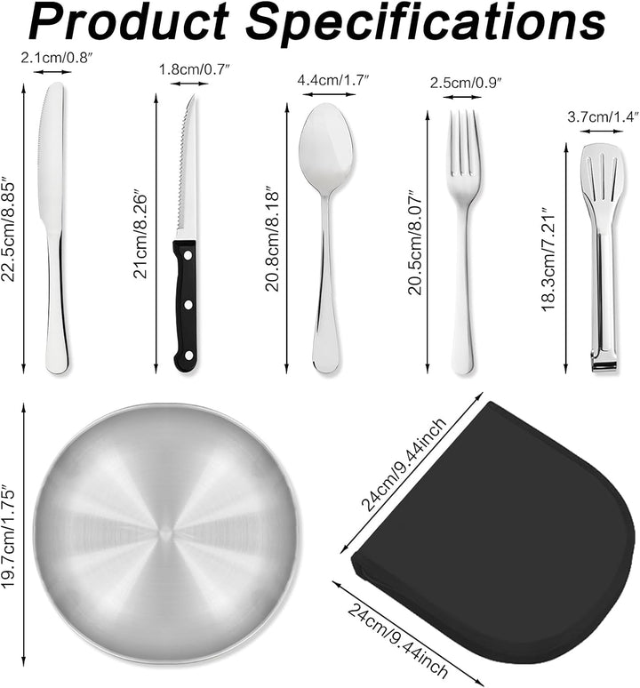 Camping Geschirr 2/4 Personen, 11/21PCS Camping Zubehör Camping Besteck Set Edelstahl Picknick Zubeh