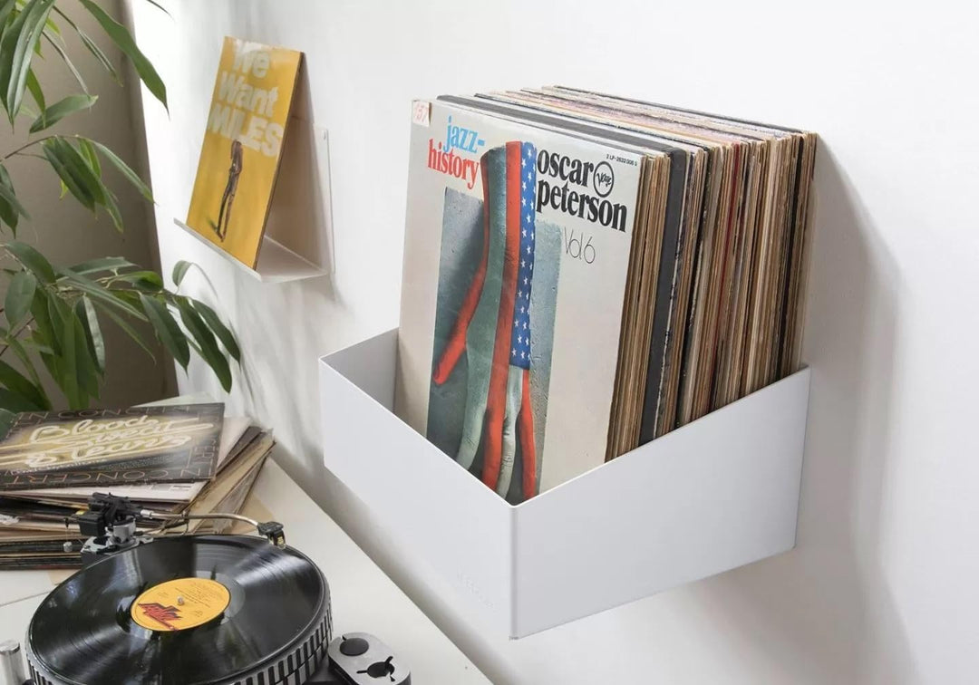 TEEbooks – 1 Schallplatten Wandhalterung 32 cm | Vinyl Regal aus Stahl Weiss | Unsichtbares Schallpl