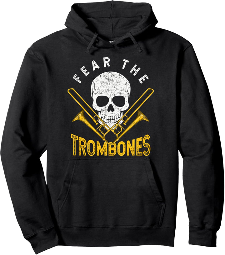 Marschkapellen Lustiges Posaunist Geschenk Totenkopf Posaune Pullover Hoodie