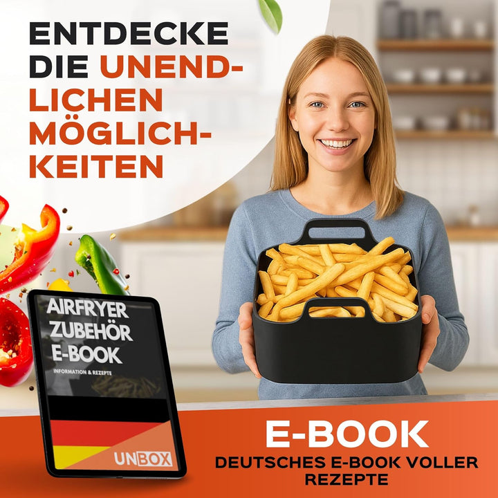 UNBOX 2PCS Silikonform Heissluftfritteuse für Philips XL 6,2L, 21cm Air Fryer Silikon Einsatz kompat