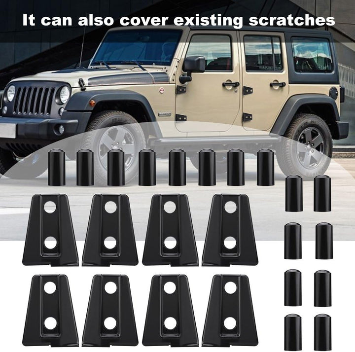 Dioche Scharnierabdeckungen, 8 Schwarze Autotürscharnierabdeckungen für Jeep Wrangler JK Unlimited 4