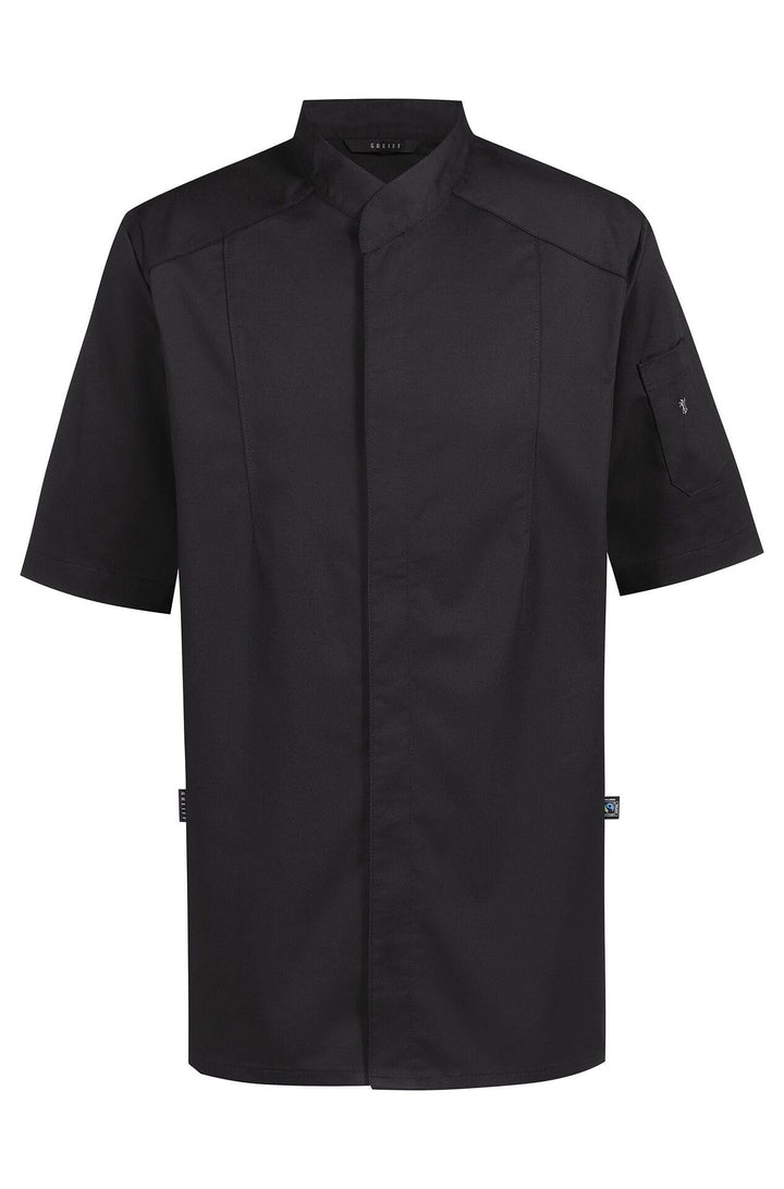 Greiff Grösse 3XL gastro moda Herren Cuisine Premium Kochjacke Halbarm Regular Fit Schwarz Modell 55