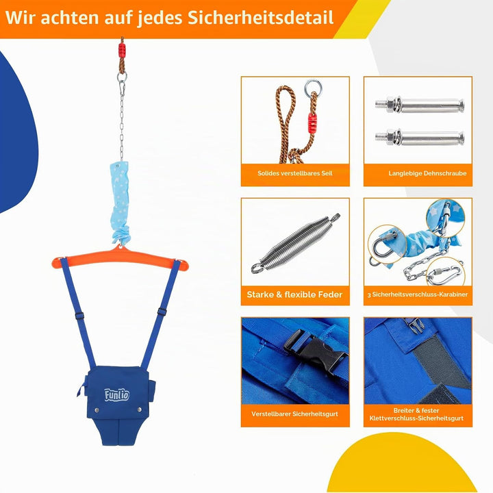 FUNLIO Baby Türhopser mit Deckenhaken für 6–24 Monate, Baby Hüpfschaukel für Drinnen und Draussen, K