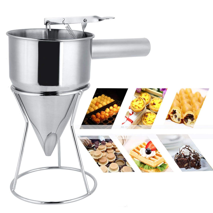 Pancake Batter Dispenser aus Edelstahl, Trichterspender mit Ständer für Takoyaki und Backen