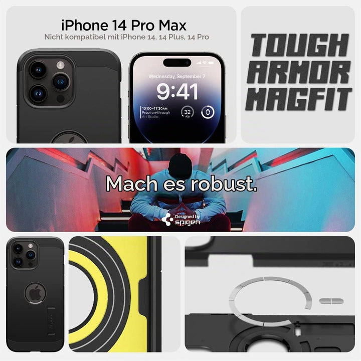 Spigen Tough Armor MagFit Hülle für iPhone 14 Pro Max -Schwarz, Schwarz
