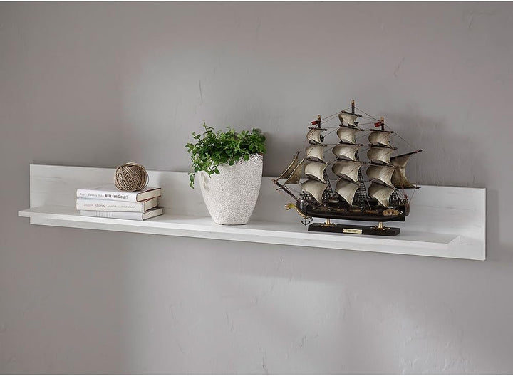 Lomadox Wandboard Wohnzimmer-Regal im Landhaus Stil Dekor Pinie weiss Nb. B/H/T ca. 150x20x17cm