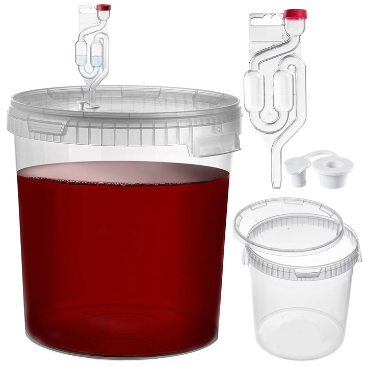 KADAX Gäreimer 33L Set mit Gärröhrchen & Gummistopfen, Gärbehälter aus Kunststoff mit Gärspund & Sto