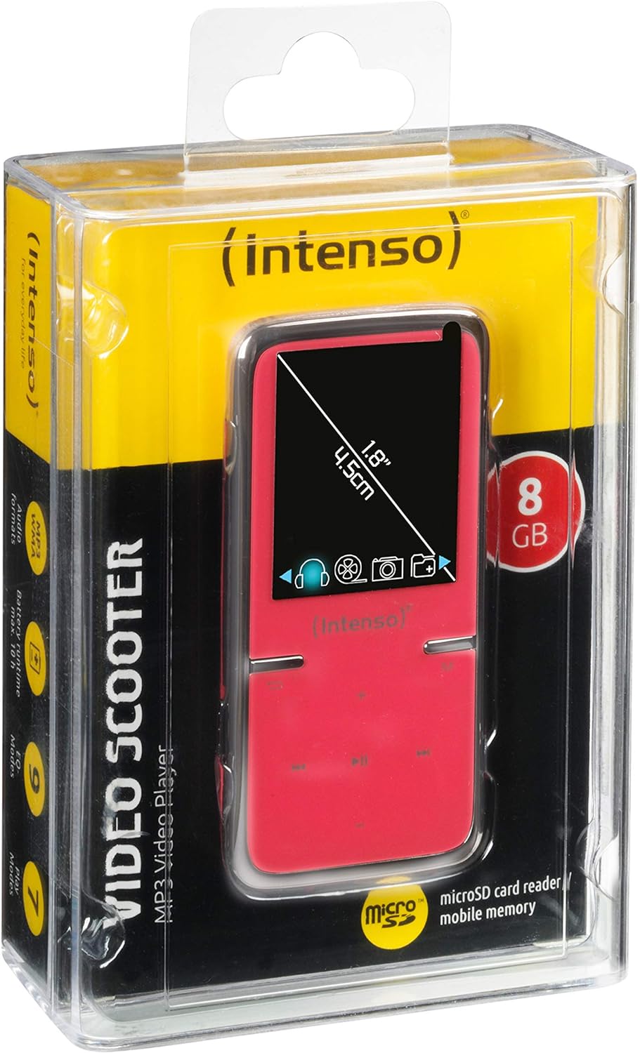 Intenso Video Scooter MP3-Videoplayer (4,5 cm (1,8 Zoll) Display inkl. 8GB micro SD-Karte) pink Pink