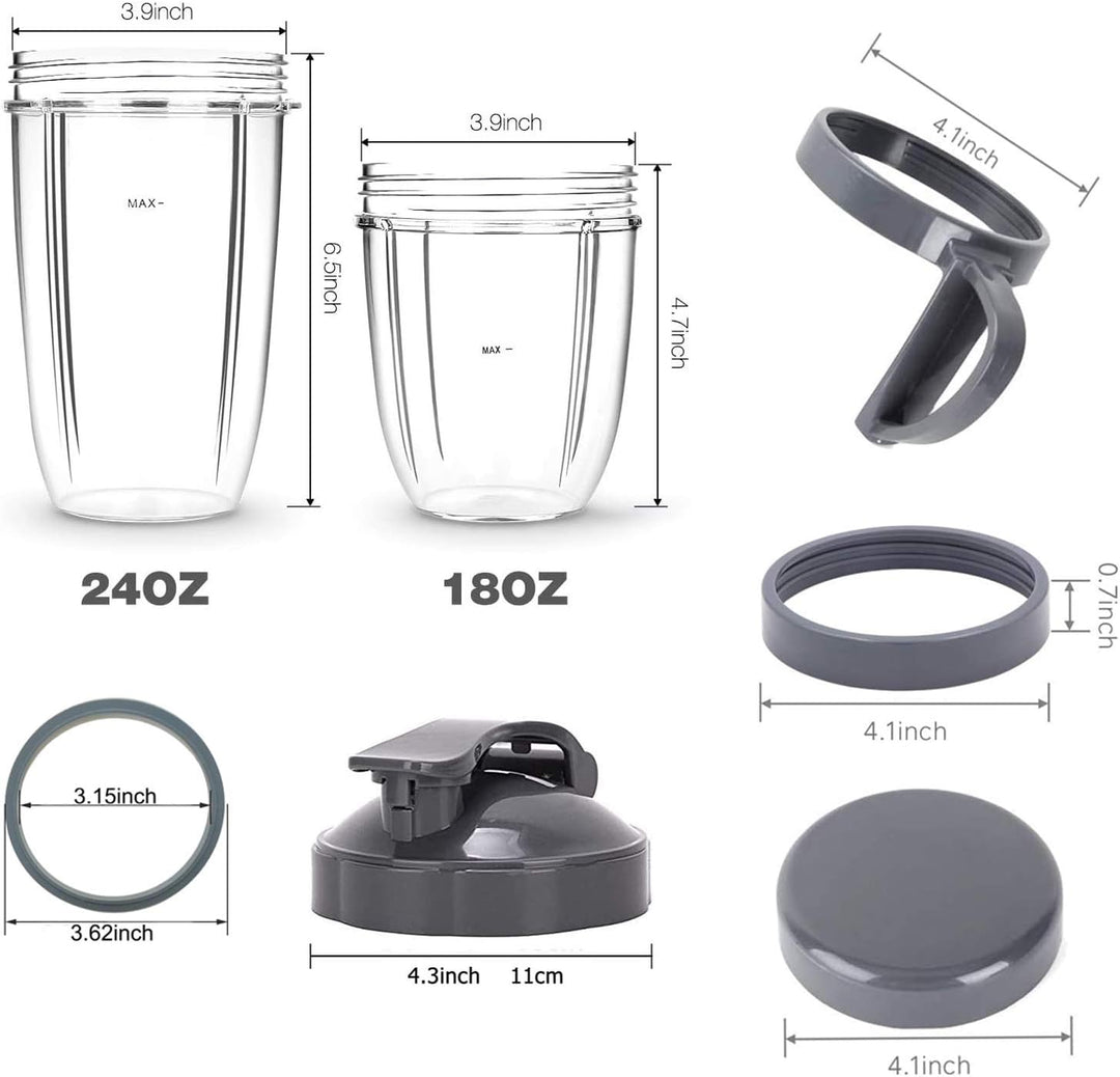 Mixer-teile, 510 ml / 680 ml Becher mit Lippen-Ring, Flip-Top to go Deckel, Frischhaltedeckel, Dicht